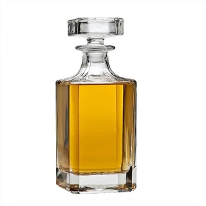 500 ml obdĺžniková priehľadná sklenená fľaša na whisky